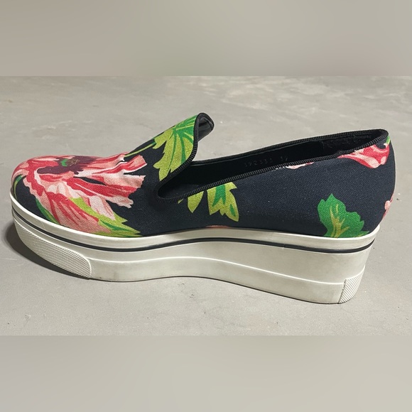 Stella McCartney Women's Sneakers Binx Pink Floral Canvas Platform Slip On - Picture 13 of 15